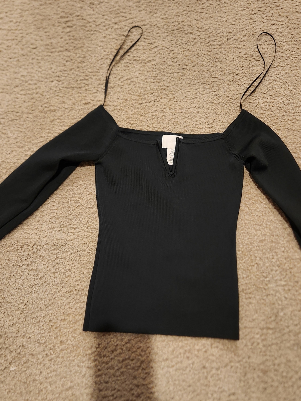H&M Black Ribbed Off-Shoulder Top